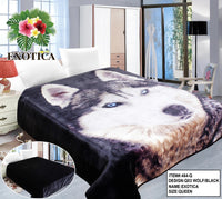 WOLF BLACK COLOR EXOTIC PLUSH HEAVY BLANKET SOFTY AND WARM QUEEN SIZE