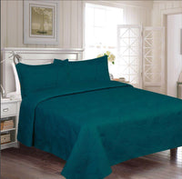 CORA TURQUOISE COLOR DECORATIVE EMBROIDERY BEDSPREAD SET 3 PCS CALIFORNIA KING SIZE