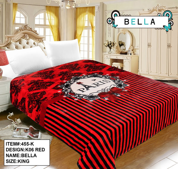 PARIS EIFFEL TOWER RED COLOR BELLA PLUSH BLANKET SOFTY AND WARM KING SIZE