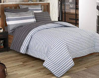 LANCASTER GEOMETRIC LINED REVERSIBLE COMFORTER SET 3 PCS KING SIZE 50% COTTON AND 40% POLYESTER