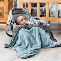 BLUE COLOR BABY BOYS NURSERY CRIB BLANKET WITH SHERPA SOFTY AND WARM