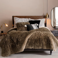 MOKA SHAGGY BLANKET WITH SHERPA SOFTY THICK AND WARM QUEEN SIZE