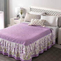 LAVENDER FLOWERS REVERSIBLE BEDSPREAD COVERLET 1 PC FULL SIZE FRESH AND COMFY