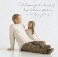 FATHER AND DAUGHTER FIGURE SCULPTURE HAND PAINTING WILLOW TREE BY SUSAN LORDI