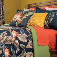 SAFARI TROPICAL LEAVES DECORATIVE REVERSIBLE COMFORTER SET 8 PCS QUEEN SIZE