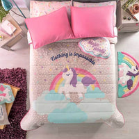 UNICORN MAGIC TEENS KIDS GIRLS REVERSIBLE COMFORTER SET 4 PCS FULL SIZE