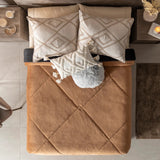 VIENNA BROWN AND BLACK COLOR BLANKET WITH SHERPA SOFTY THICK AND WARM KING SIZE