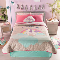 UNICORN MAGIC TEENS KIDS GIRLS REVERSIBLE COMFORTER SET 4 PCS FULL SIZE