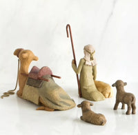SHEPHERD AND STABLE ANIMALS FIGURE SCULPTURE HAND PAINTING WILLOW TREE BY SUSAN LORDI