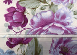 FLOWERS PURPLE 100% ORGANIC COTTON FEELING DECORATIVE SHEET SET 4 PCS FULL SIZE