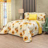 SUNFLOWERS BLANKET WITH SHERPA SOFTY THICK AND WARM 8 PCS QUEEN SIZE