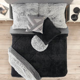 HIMALAYA BLACK AND GRAY COLOR BLANKET WITH SHERPA SOFTY THICK AND WARM QUEEN SIZE