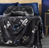 PLAYSTATION TEENS KIDS BOYS ORIGINAL LICENSED LIGHT BLANKET VERY SOFTY AND CUSHION 2 PCS TWIN SIZE