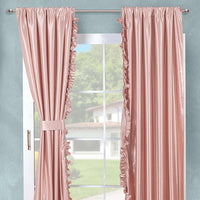 ROMA ROSE COLOR LUXURY SATIN DECORATIVE CURTAINS WINDOWS PANELS SET 2 PCS