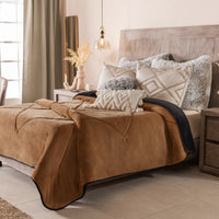 VIENNA BROWN AND BLACK BLANKET WITH SHERPA SOFTY THICK AND WARM QUEEN SIZE
