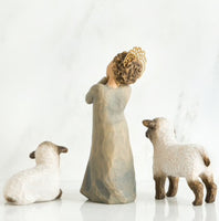 LITTLE SHEPHERDESS FIGURE SCULPTURE HAND PAINTING WILLOW TREE BY SUSAN LORDI