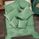 AGAVE GREEN CHENILLE TEXTURED FABRIC REVERSIBLE COMFORTER SET 8 PCS KING SIZE