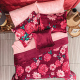 ROSES FLOWERS BLANKET WITH SHERPA SOFTY THICK AND WARM 9 PCS KING SIZE