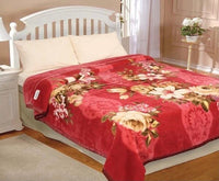 FLOWERS RED KOYO JAPANESE BLANKET SUPER HEAVY SOFTY AND WARM QUEEN SIZE