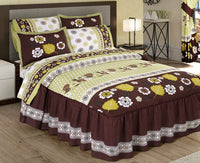 KALEY FLOWERS AND LEAVES DECORATIVE BEDSPREAD COVERLET SET 3 PCS KING SIZE 60% COTTON AND 40% POLYESTER