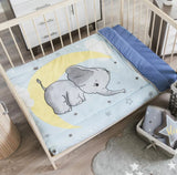 ELEPHANT BABY BOYS CRIB BEDDING NURSERY SET 3 PCS 100% COTTON FOR BABY SHOWER GIFT