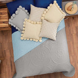 CIELO BLUE AND GRAY DECORATION REVERSIBLE BEDSPREAD 1 PCS KINFG SIZE