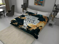 TIGER ATTACK SALARON KOREAN MINK PLUSH BLANKET VERY THICK SOFTY AND WARM QUEEN SIZE