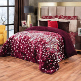 LEAVES TINTO BLANKET WITH SHERPA SOFTY THICK AND WARM QUEEN SIZE