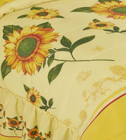 SUNFLOWER YELLOW DECORATIVE BEDSPREAD COVERLET SET 1 PCS KING SIZE MADE IN MEXICO