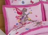 FAIRY AND FLOWERS TEENS KIDS GIRL REVERSIBLE COMFORTER SET 4 PCS FULL SIZE 60% COTTON AND 40% POLYESTER