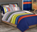 SUPER COOL STRIPED TEEN KIDS BOYS REVERSIBLE COMFORTER SET 2 PCS TWIN SIZE 60% COTTON AND 40% POLYESTER
