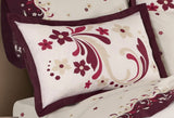 RIOJA FLOWERS BURGUNDY DECORATIVE BEDSPREAD COVERLET SET 3 PCS KING SIZE 60% COTTON AND 40% POLYESTER