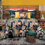 SAFARI TROPICAL LEAVES DECORATIVE REVERSIBLE COMFORTER SET 8 PCS QUEEN SIZE