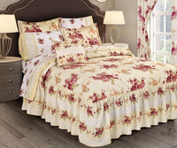 MALORY FLOWERS DECORATIVE BEDSPREAD COVERLET SET 3 PCS. QUEEN SIZE 60% COTTON AND 40% POLYESTER