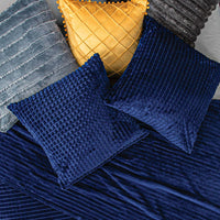 NAVAL BLUE LIGHT BLANKET SOFTY AND WARM 3 PCS QUEEN SIZE