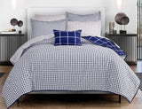 BERING GEOMETRIC SQURED REVERSIBLE COMFORTER SET 4 PCS FULL SIZE 60% COTTON AND 40% POLYESTER