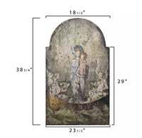 VIRGIN MARY AND ANGELS FIGURE VINTAGE ANTIQUE REPRODUCTION DECORATIVE WOOD WALL DECOR