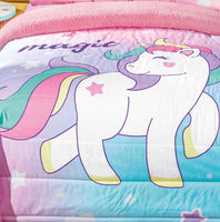 SWEET UNICORN TEENS KIDS GIRLS BLANKET WITH SHERPA VERY SOFTY THICK AND WARM FULL SIZE MADE IN MEXICO