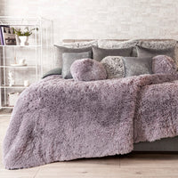BRUSELAS LAVENDER COLOR SHAGGY BLANKET WITH SHERPA SOFTY THICK AND WARM QUEEN SIZE