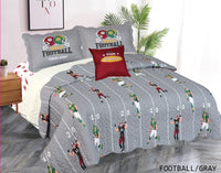 FOOTBALL GRAY TEENS KIDS BOYS DECORATIVE BEDSPREAD QUILTED SET 5 PCS FULL SIZE