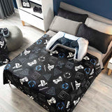 PLAYSTATION TEENS KIDS BOYS ORIGINAL LICENSED LIGHT BLANKET VERY SOFTY AND BIG CONTROLLER 2 PCS QUEEN SIZE