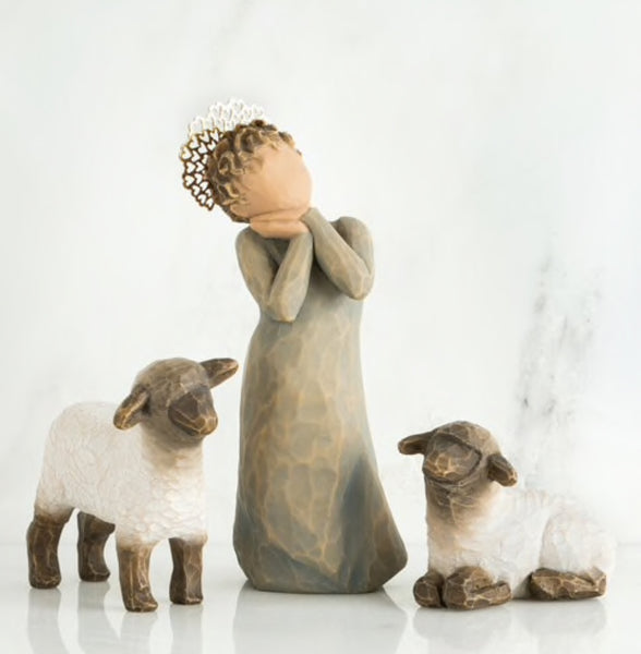 LITTLE SHEPHERDESS FIGURE SCULPTURE HAND PAINTING WILLOW TREE BY SUSAN LORDI