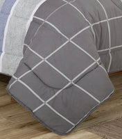 LANCASTER GEOMETRIC LINED REVERSIBLE COMFORTER SET 3 PCS KING SIZE 50% COTTON AND 40% POLYESTER