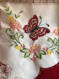 BUTTERFLY BURGUNDY AND BEIGE EMBROIDERED DECORATIVE KITCHEN CURTAIN 3 PCS SET