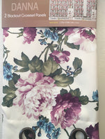 DANNA FLOWERS PURPLE COLOR BLACKOUT GROMMET CURTAINS WINDOWS PANELS (110”x84”)