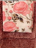 ROSES FLOWERS PINK CHENILLE BATHROOM MAT SET 15 PCS