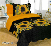 VENETIAN SUNFLOWER REVERSIBLE BEDSPREAD QUILTED 4 PCS TWIN SIZE