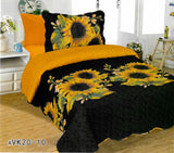 VENETIAN SUNFLOWER REVERSIBLE BEDSPREAD QUILTED 4 PCS TWIN SIZE