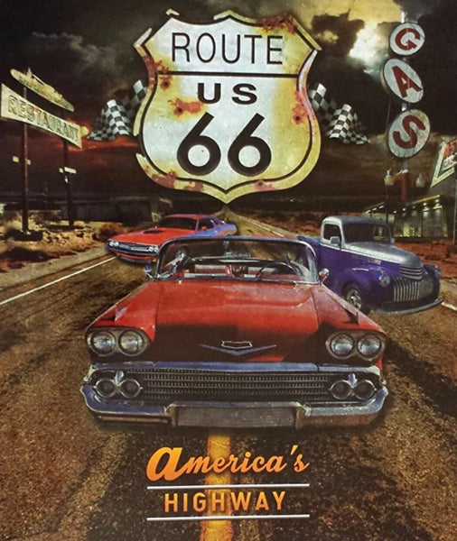 ROUTE 66 AMERICA’S HIGHWAY PLUSH BLANKET VERY SOFT AND WARM QUEEN SIZE