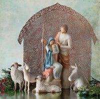 THE HOLY FAMILY FIGURE SCULPTURE HAND PAINTING WILLOW TREE BY SUSAN LORDI (7.5”)